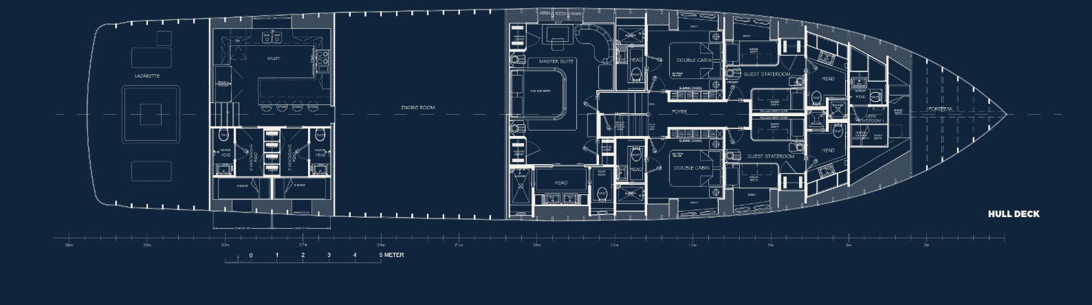 Sport Fisher — General arrangement — hull deck