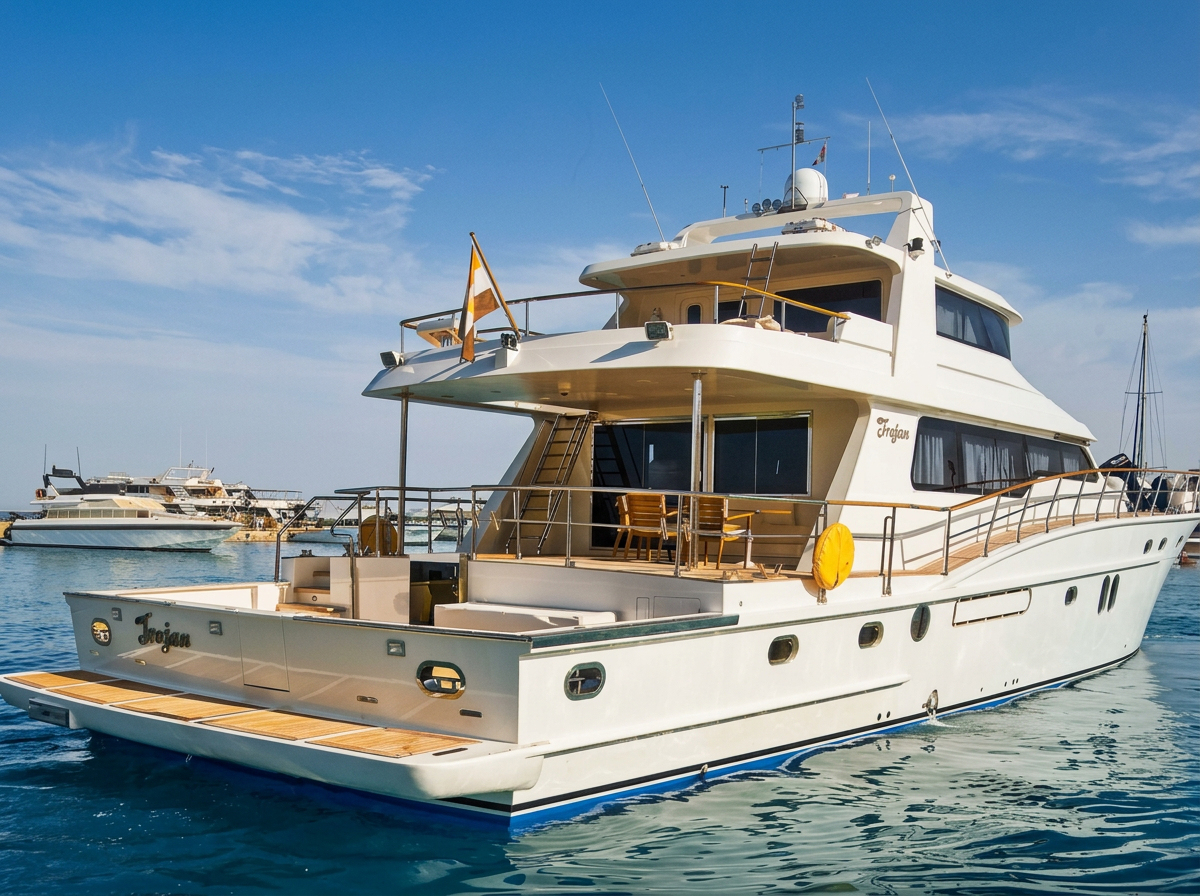 Trojan — Stern quarter, marina